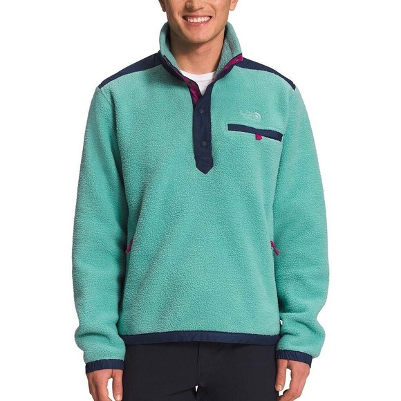 The North Face Sweater Mens Blue 1/4 Snap Pullover Long Sleeve Royal Arch - Picture 1 of 9